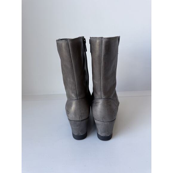 UGG Joely Wedge Boot 1012528 Gray Leather Zip Waterproof Lined Boots Size 7 - Picture 7 of 11